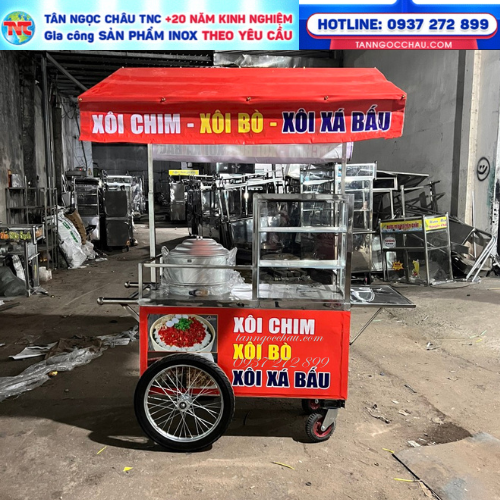 Xe xôi đẩy bánh HONDA 1m2*60 có mái bạt che ,nồi hấp
