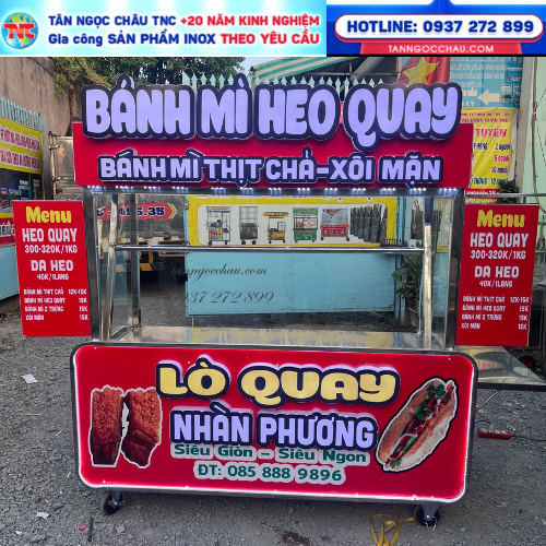 Xe Bán Heo Quay Vịt Quay Inox 1m6 – Mẫu Đẹp, Chữ Nổi LED, Tân Ngọc Châu- GIAO HÀNG MIỄN PHÍ TẬN NƠI