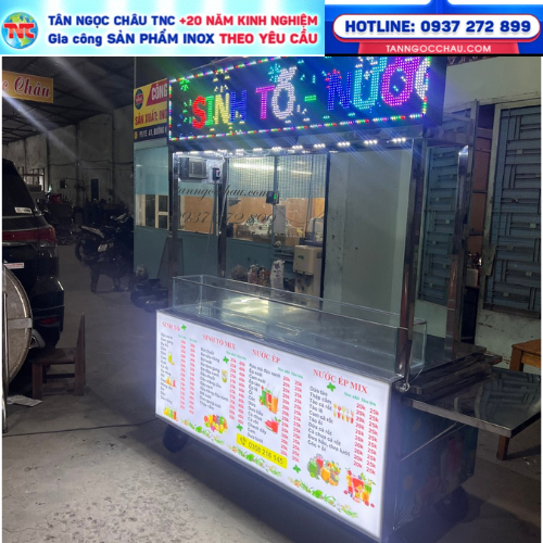 Xe Trà Sữa -Sinh Tố 1M8*70*2M Mặt MiCA Siêu Sáng Thiết Kế LED Ma Trận_Xe sinh tố led ma trận