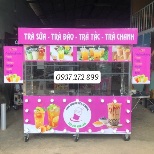 Xe Trà Sữa Tân Ngọc Châu – Thiết Kế Đẹp, Chữ Nổi Sáng Đèn, Nhận Gia Công Theo Yêu Cầu
