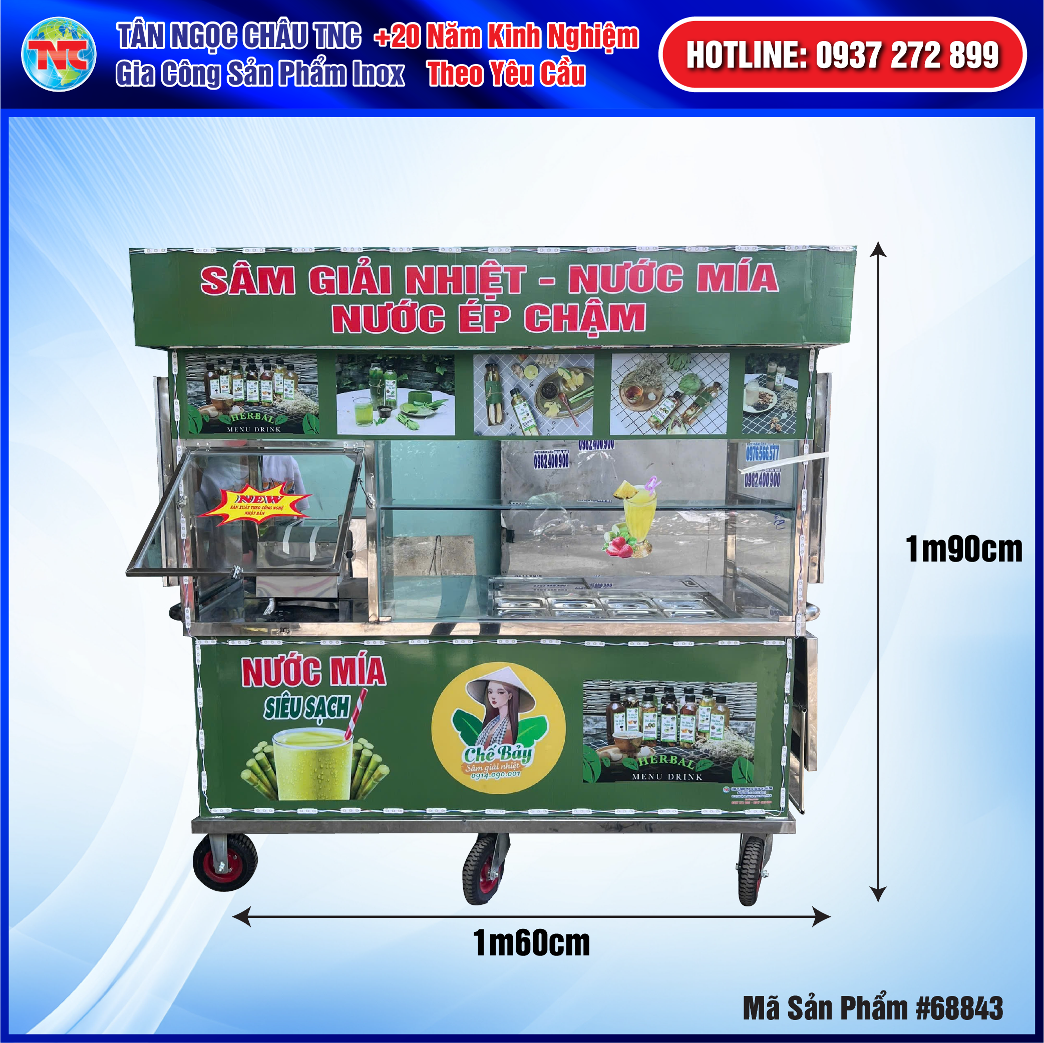 Xe Nước Mía 1m4 3 RuLo Kim Cương 5 in 1  cơ khí Tân Ngọc Châu 0937 272 899 _ giao hàng miễn phí