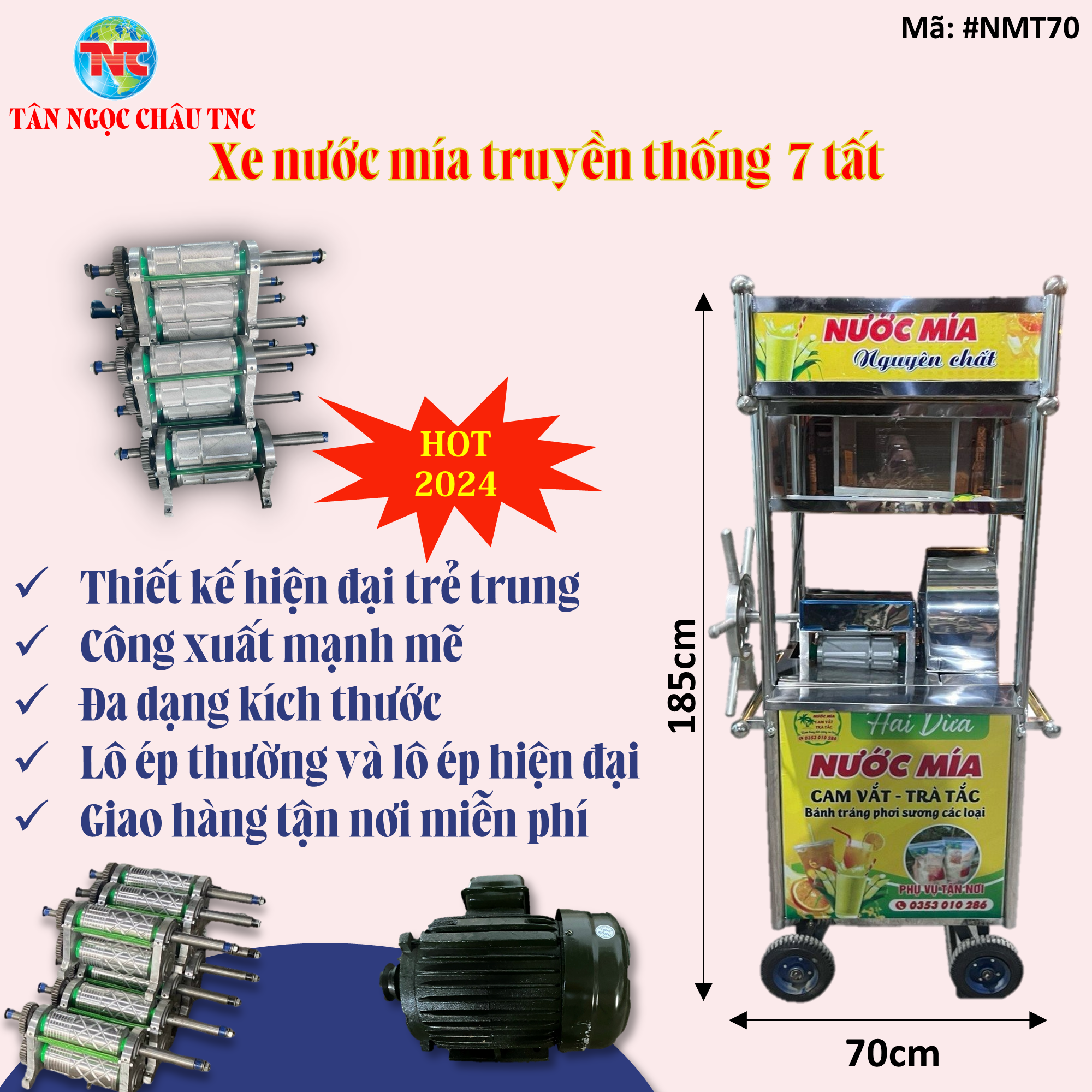 Xe nước mía truyền thống 7 tất *70*1m85 công xuất mạnh mẽ