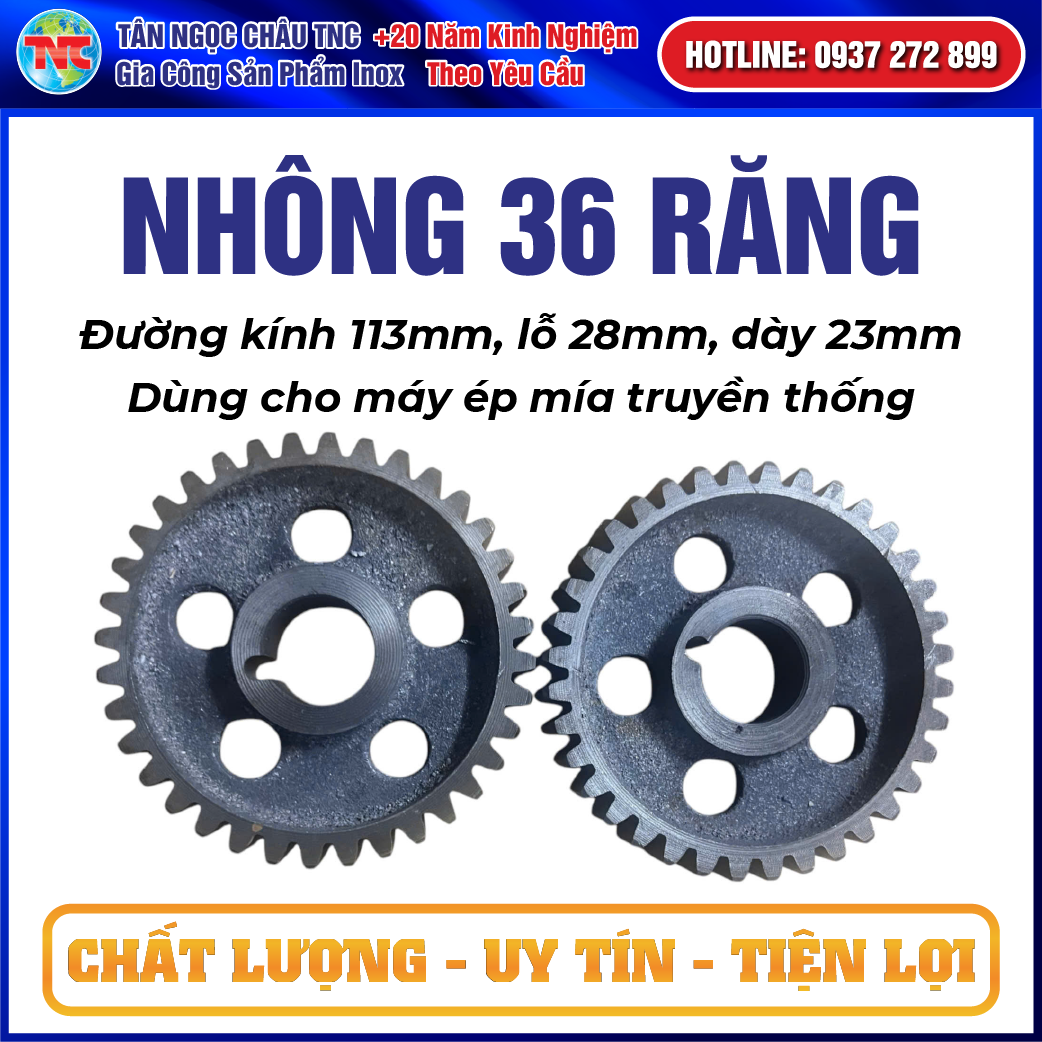 Phụ Kiện: Nhông 36 Răng Cho Máy Ép Mía Truyền Thống