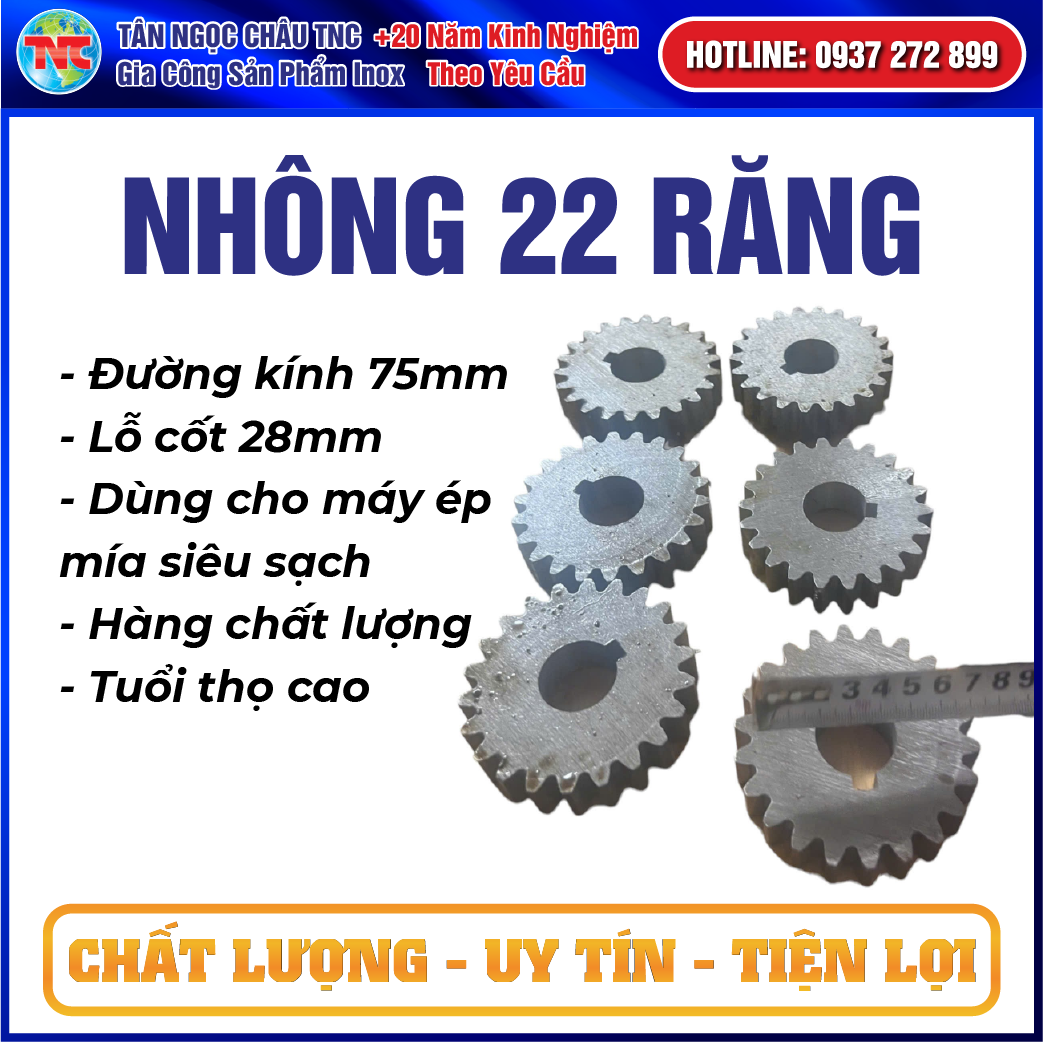 Phụ Kiện: Nhông 22 Răng Cho Máy Ép Mía Siêu Sạch
