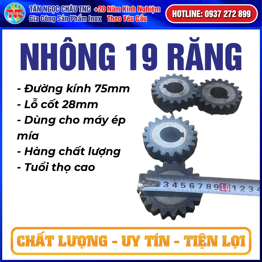 Phụ Kiện: Nhông 19 Răng Cho Máy Ép Mía