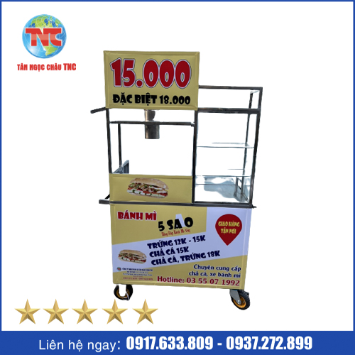 Xe Bánh Mì Chả Cá Có Cối Ép Chả Trực Tiếp