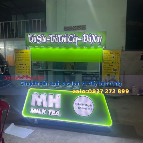 Xe Trà Sữa 1m4 Chữ Nổi Sáng Đèn